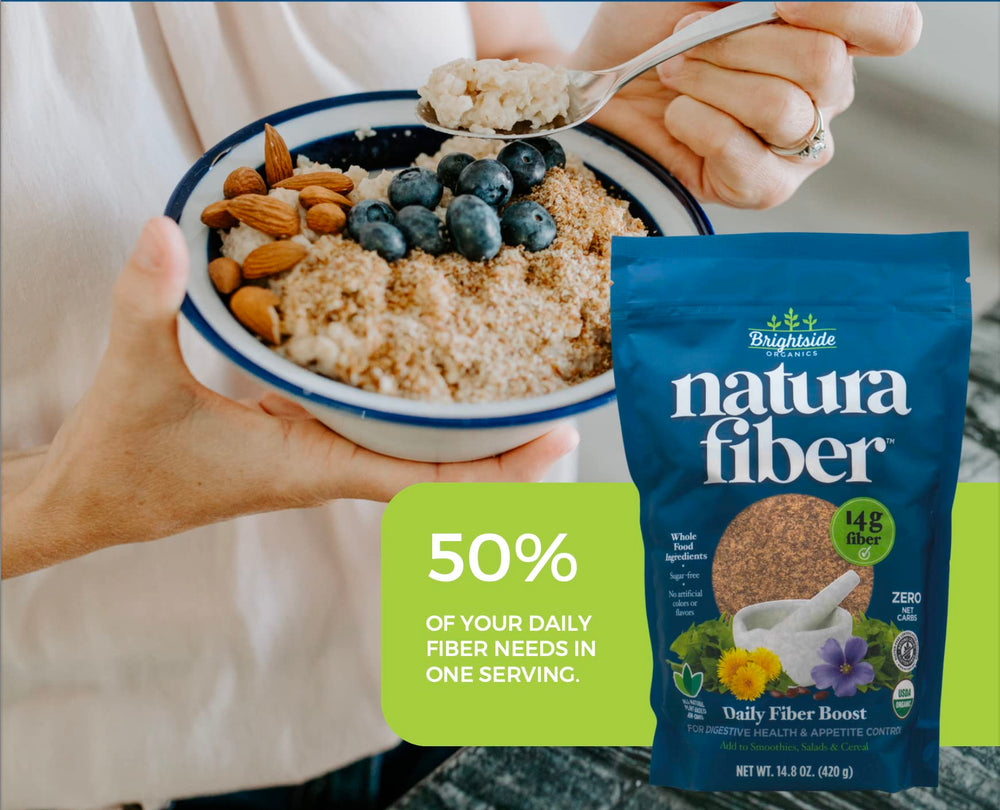 Natura Fiber ground flaxseed close-up highlighting organic origin