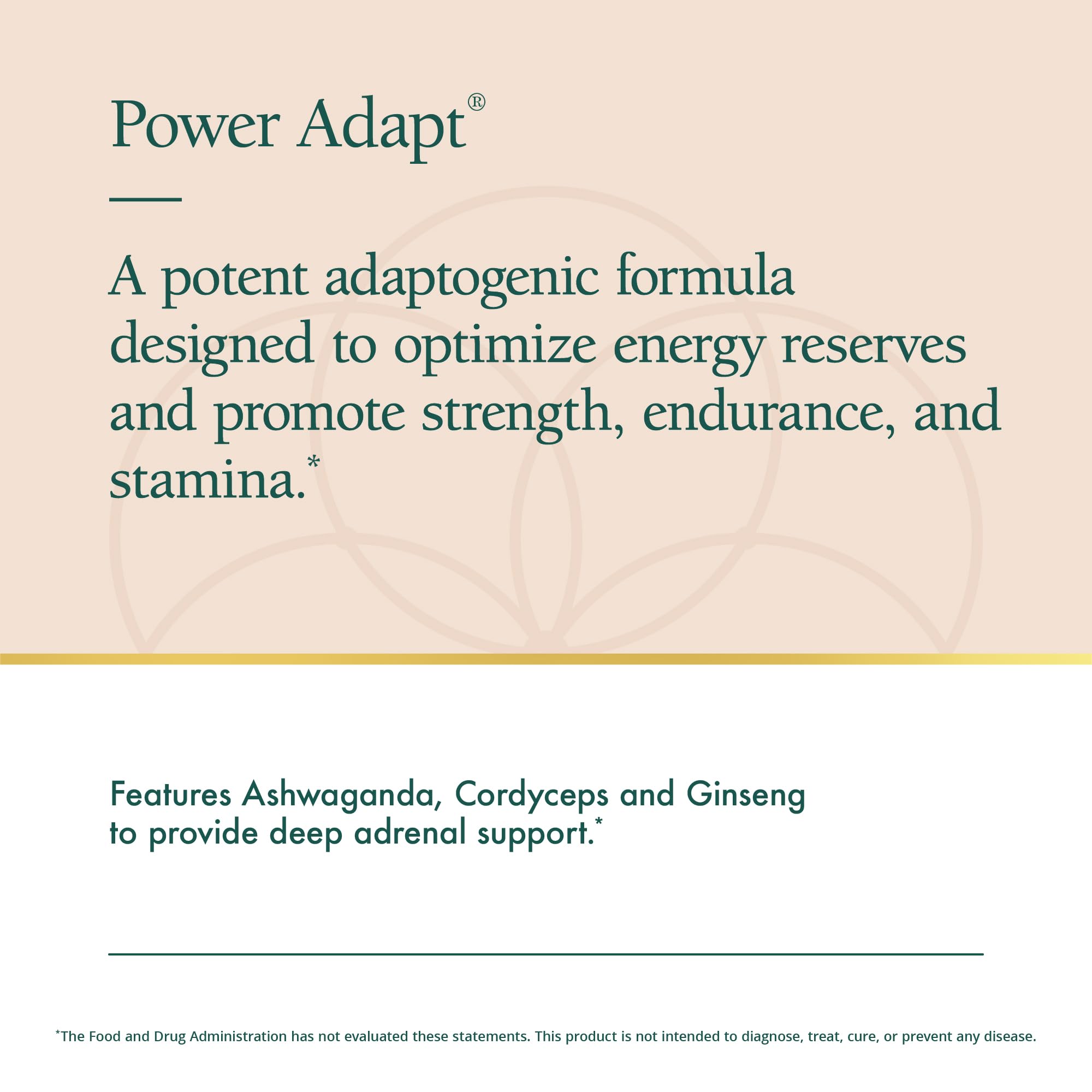 Natura Health Products Power Adapt capsules closeup highlighting herbal adaptogens for endurance and focus.