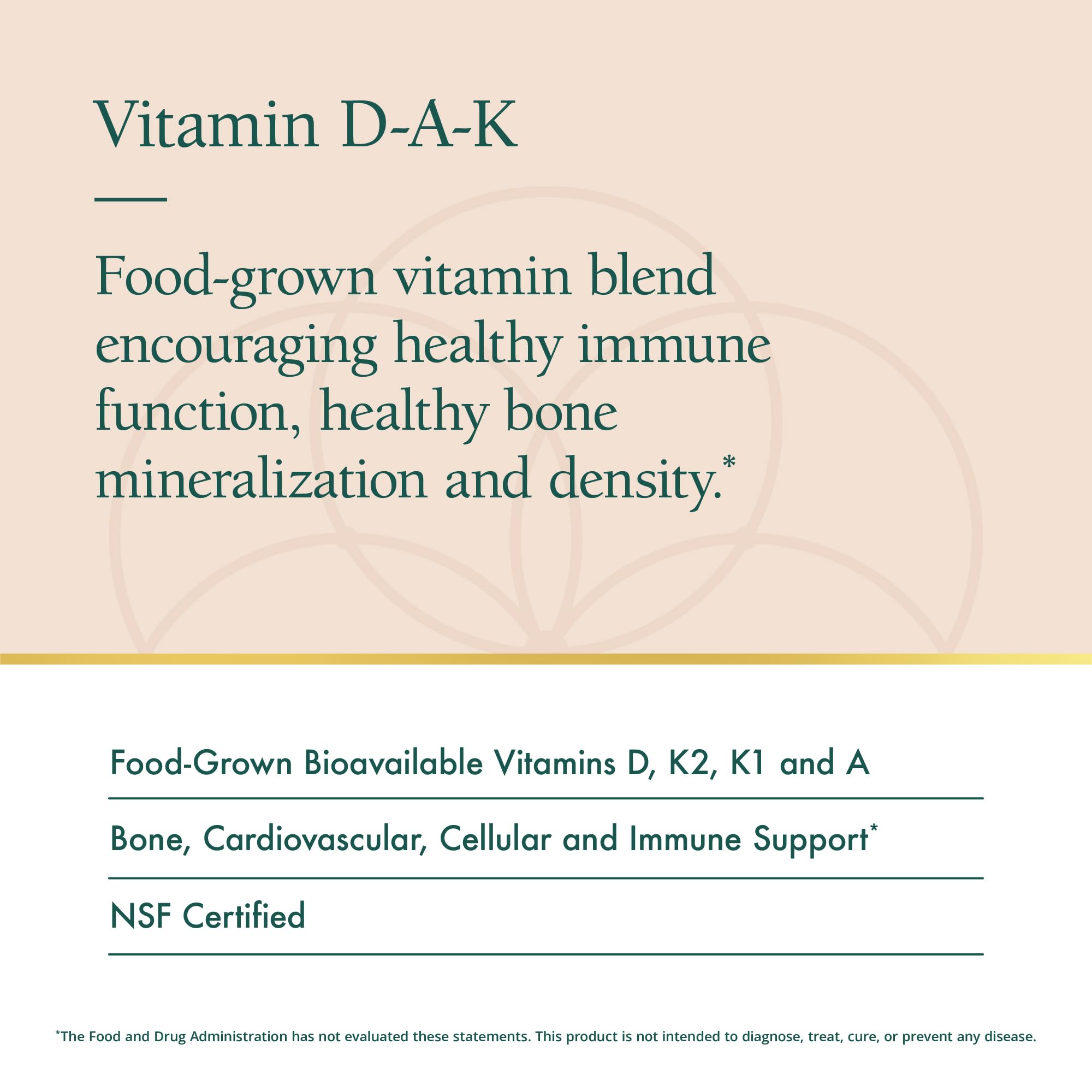 Natura Health Products Vitamin D-A-K label close-up highlighting ingredients