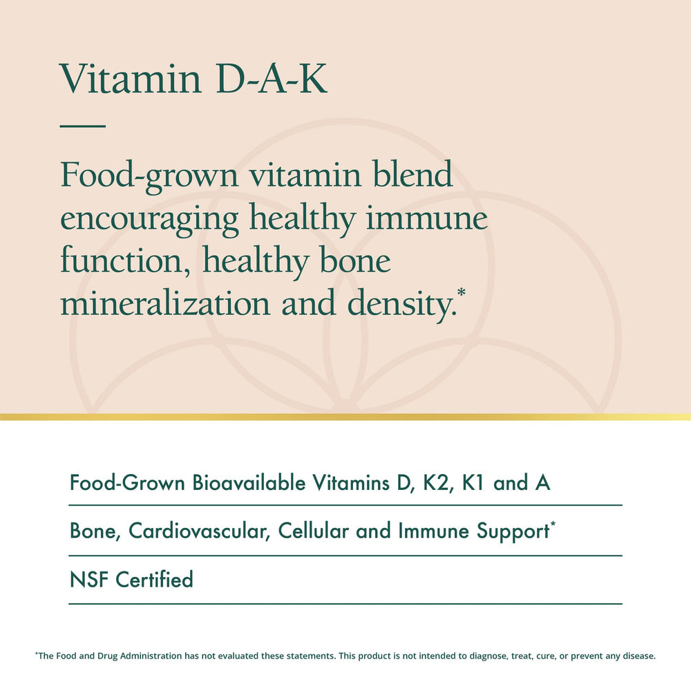 Natura Health Products Vitamin D-A-K label close-up highlighting ingredients
