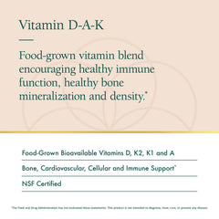 Natura Health Products Vitamin D-A-K label close-up highlighting ingredients