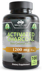 NaturaLife Labs activated charcoal bottle front view for easy daily use