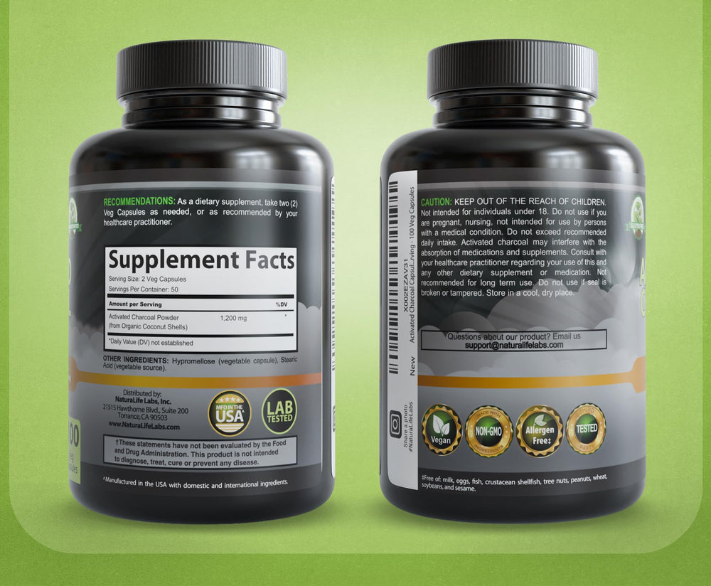 NaturaLife Labs activated charcoal derived from coconut shells close-up