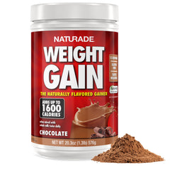 Naturade Weight Gain bottle open ready to mix for active athletes
