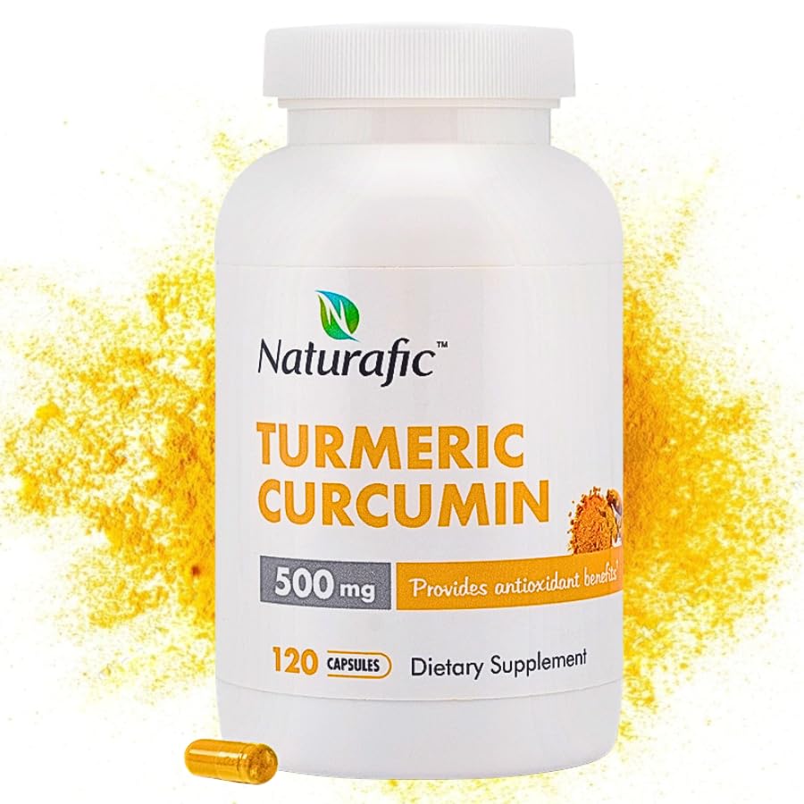 Naturafic Turmeric Curcumin 500mg capsule bottle for daily wellness