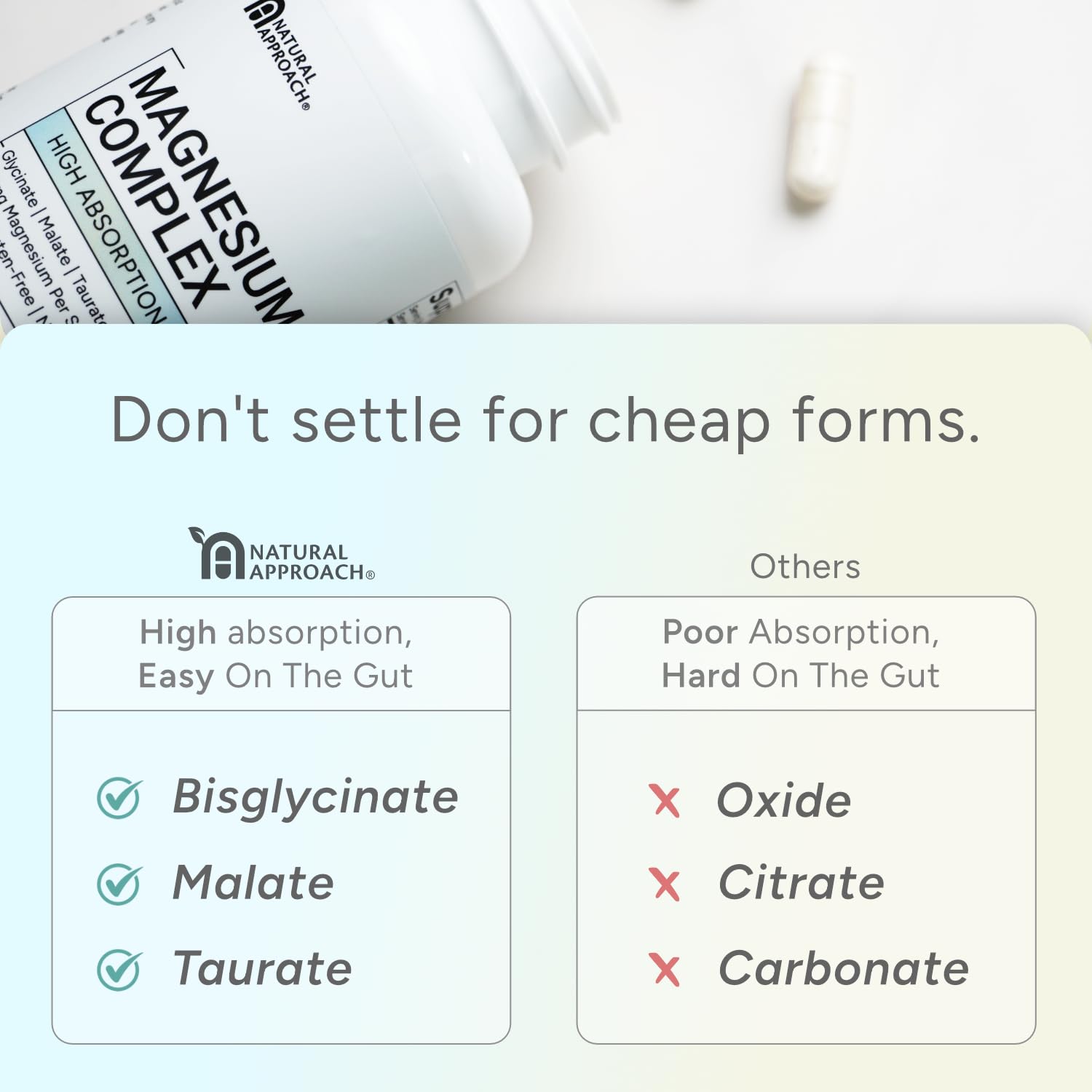 Natural Approach label closeup showing clean formula and no fillers