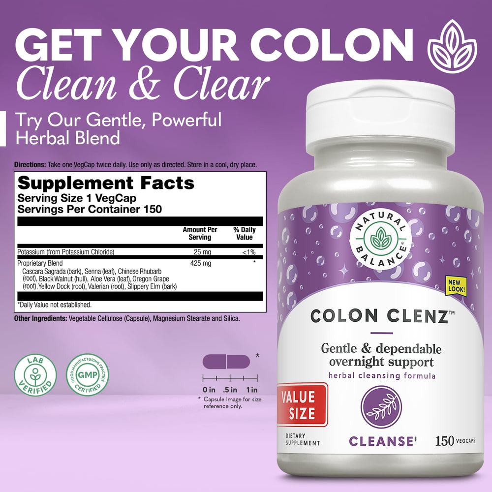 Natural Balance Colon Clenz bottle label close-up highlighting vegetarian formula