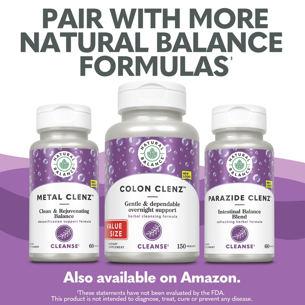 Natural Balance Colon Clenz box and bottle in lifestyle scene suggesting routine