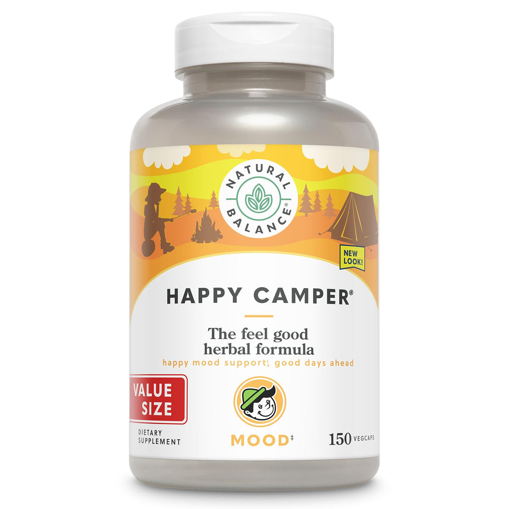 Natural Balance Happy Camper bottle front offers mood support for daily calm.