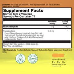 Natural Balance Happy Camper capsules closeup highlights herbal ingredients for balanced mood.