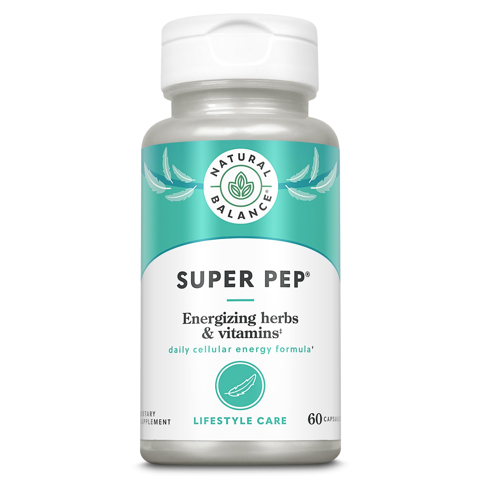 Natural Balance Super Pep bottle front view, a convenient daytime energy boost for busy days