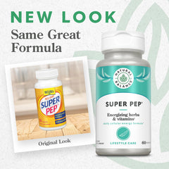 Natural Balance Super Pep capsules close-up, portable energy support for focus and stamina