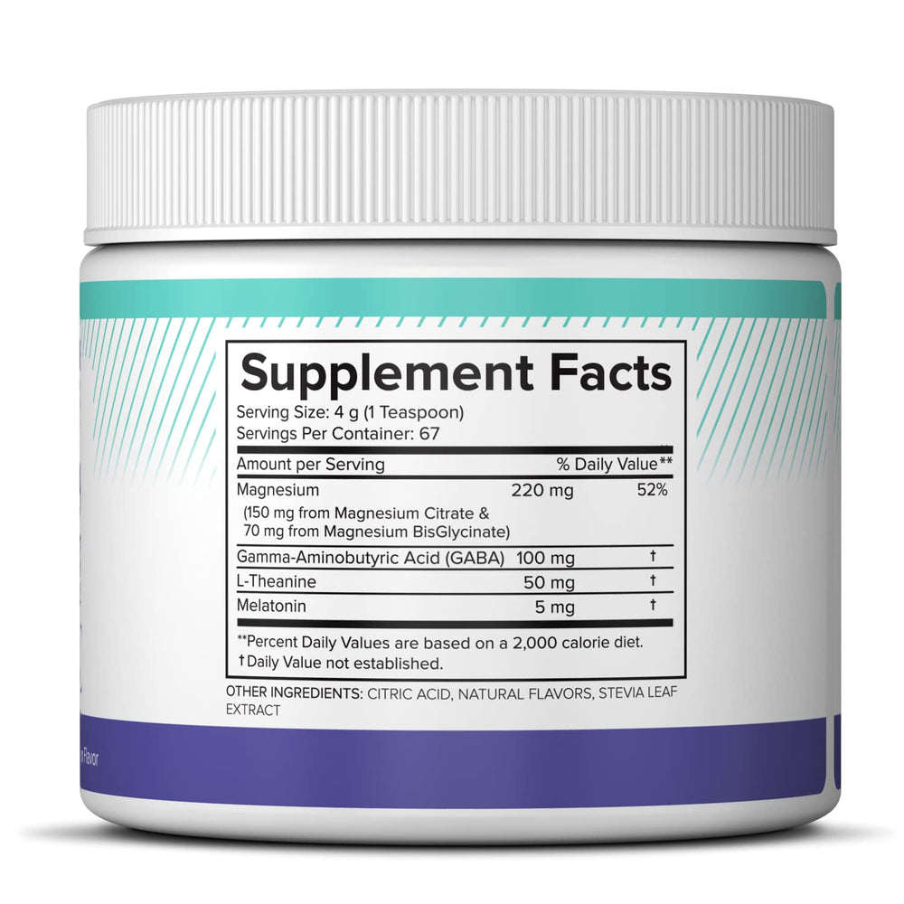 Natural BioScience label highlighting magnesium blend for restful nights