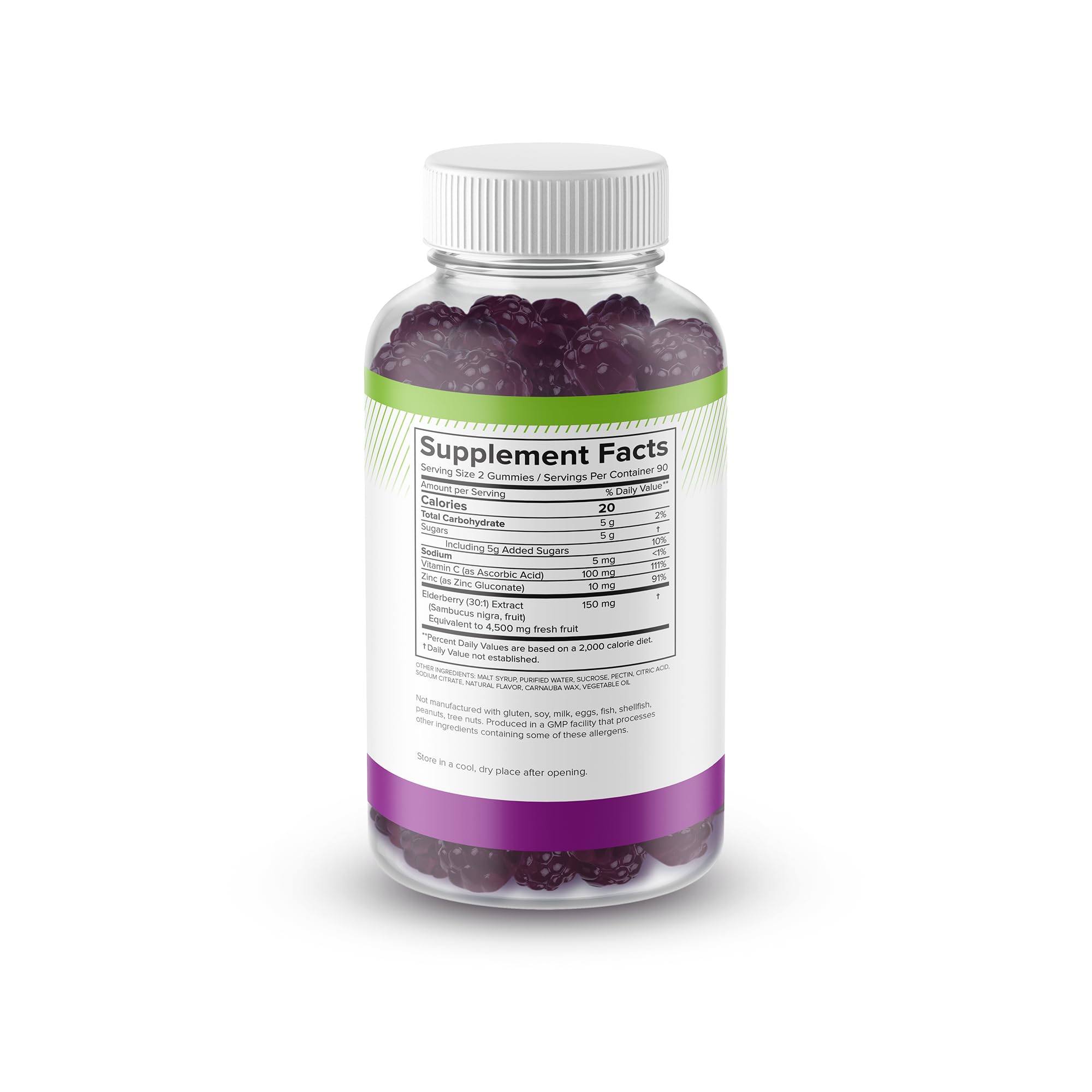 Natural BioScience Sambucus Elderberry Gummies label detail highlighting antioxidant benefits