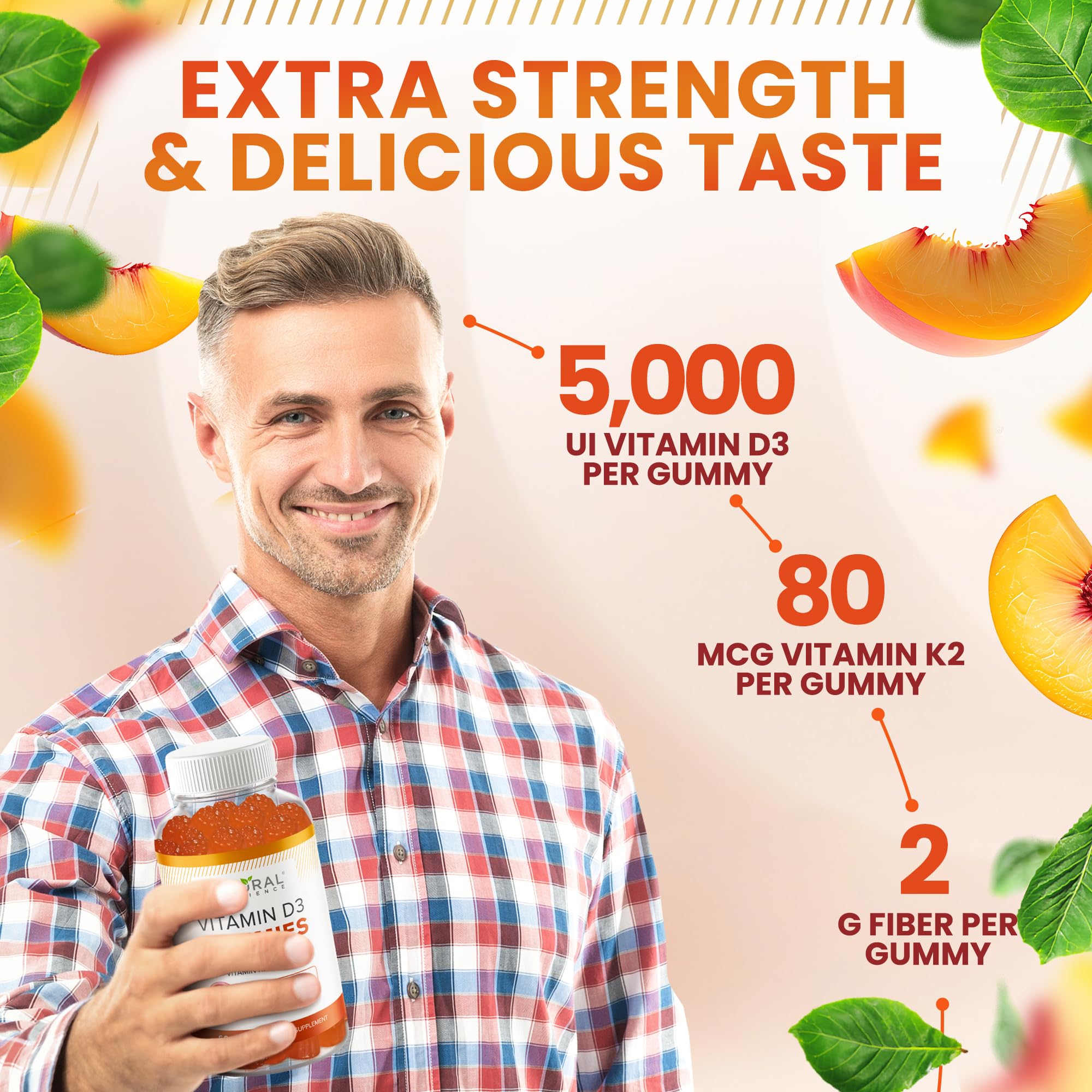 Natural BioScience vegetarian gluten-free D3 K2 gummies product shot