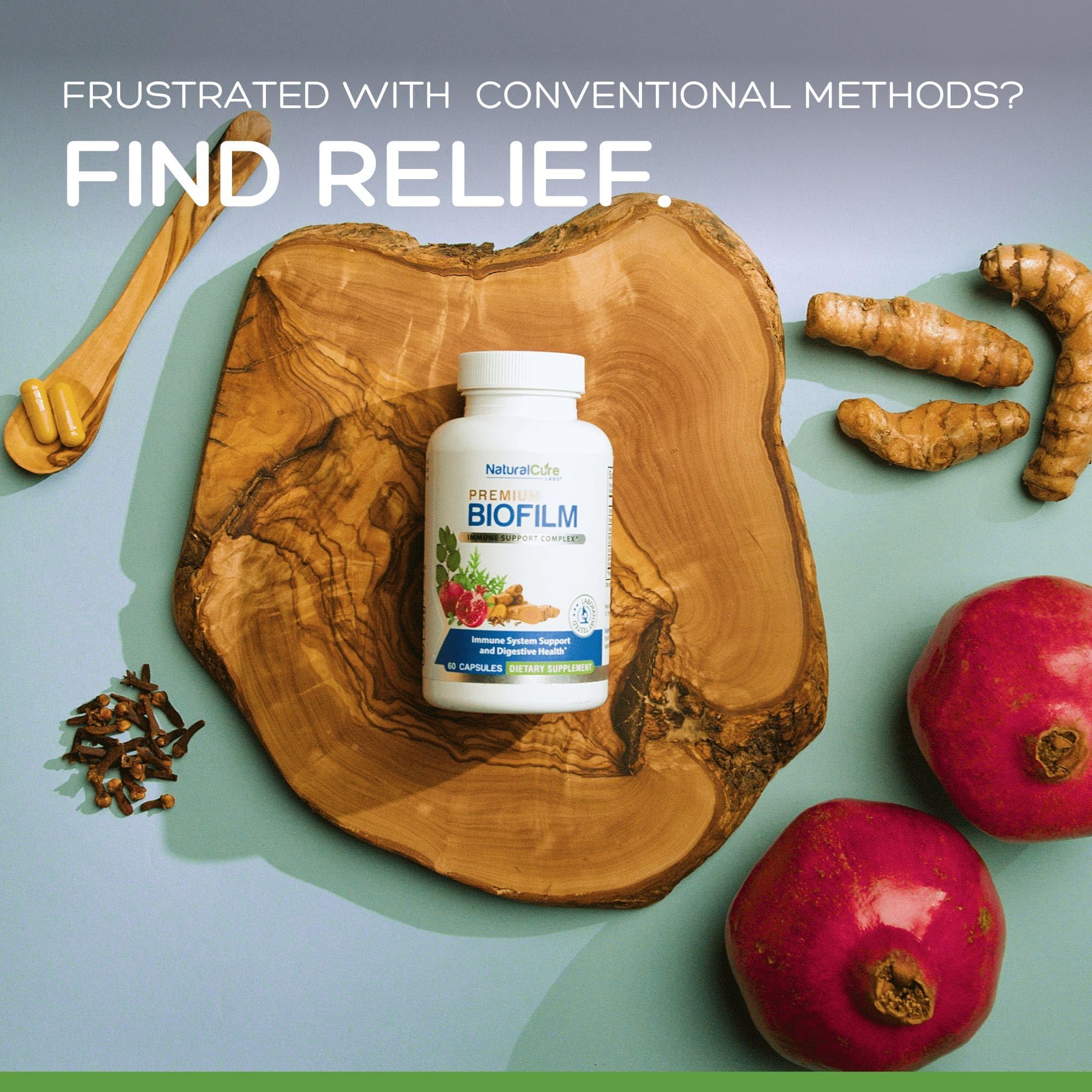 Natural Cure Labs Biofilm Complex label detail emphasizing quality