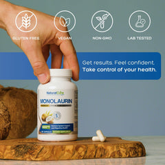Natural Cure Labs monolaurin label highlighting clean ingredients.