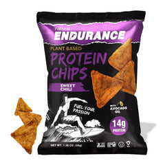 Natural Endurance Protein Chips bag front in Sweet Chili flavor for on-the-go snacking