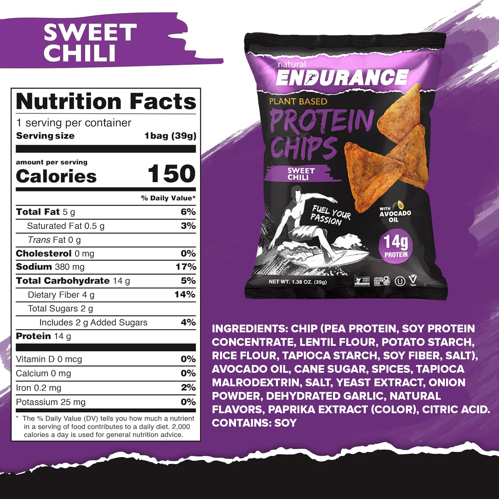 Natural Endurance Protein Chips crunch close-up showcasing high-protein snack texture