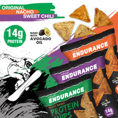 Natural Endurance Protein Chips crunchy texture closeup shows popped crispness.