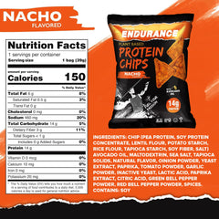 Natural Endurance protein chips with peas and lentils deliver fiber-rich crunch.