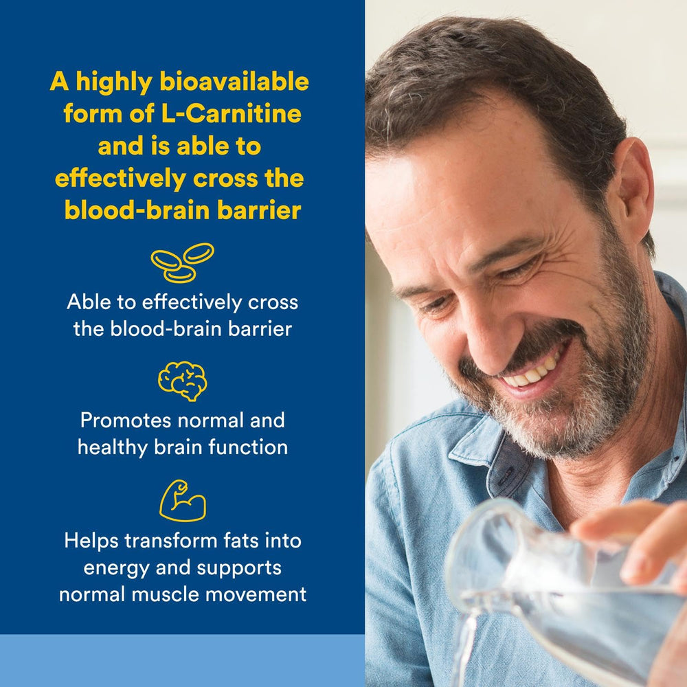 Close-up of Natural Factors Acetyl L-Carnitine capsules supporting memory and focus