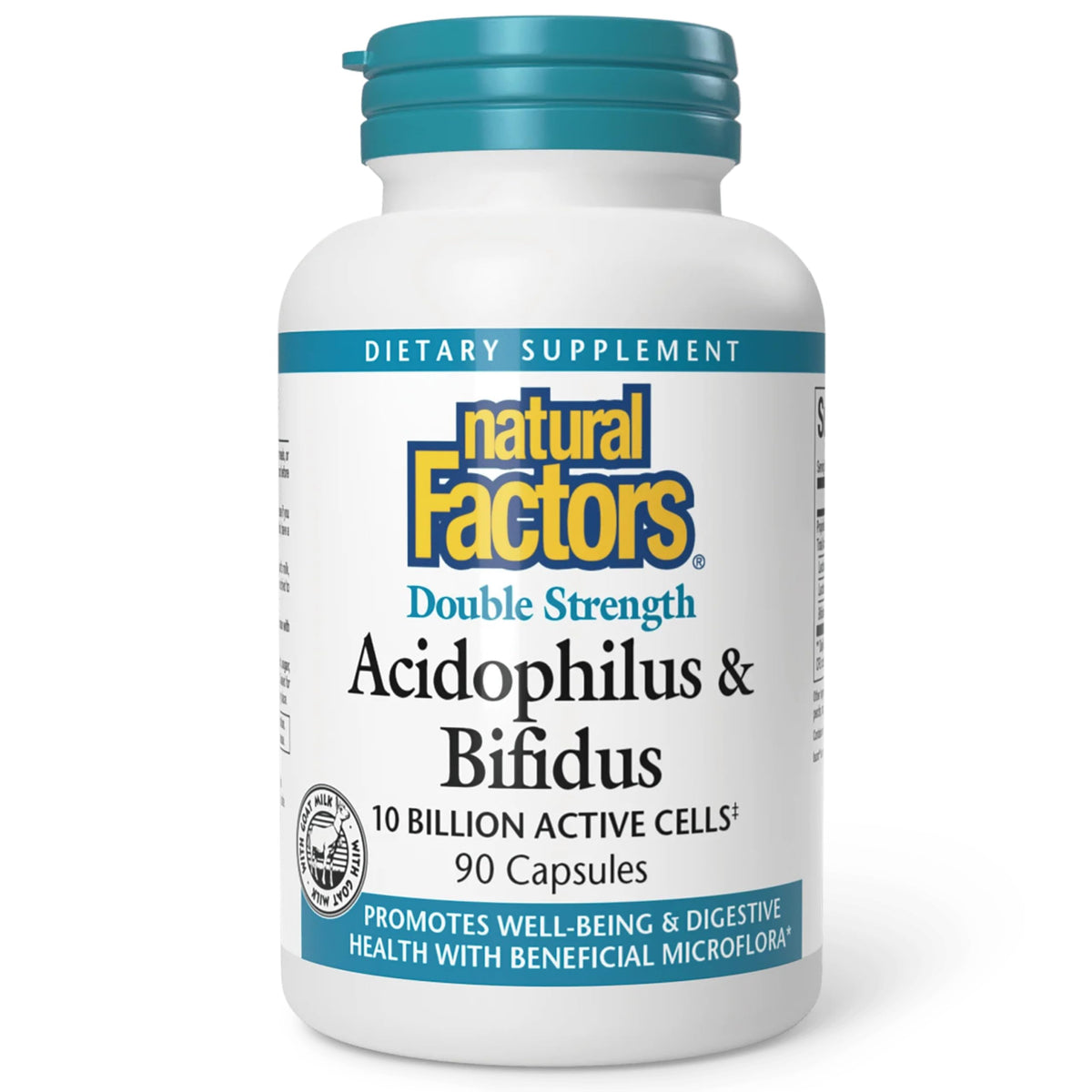 Natural Factors Acidophilus & Bifidus bottle supports daily digestive wellness.