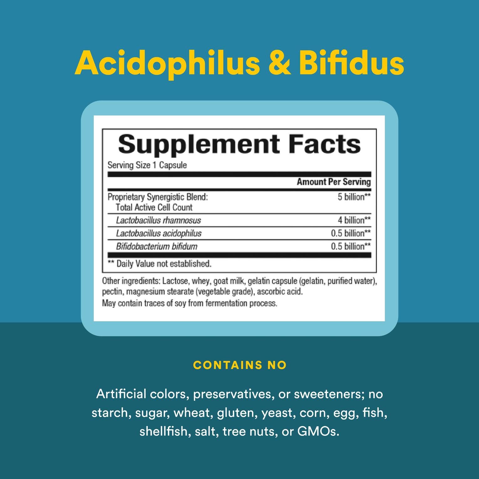 Natural Factors Acidophilus & Bifidus package highlights digestive health support.