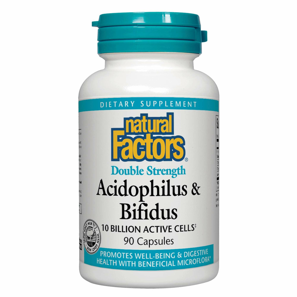 Natural Factors Acidophilus & Bifidus bottle showing probiotic blend for daily support