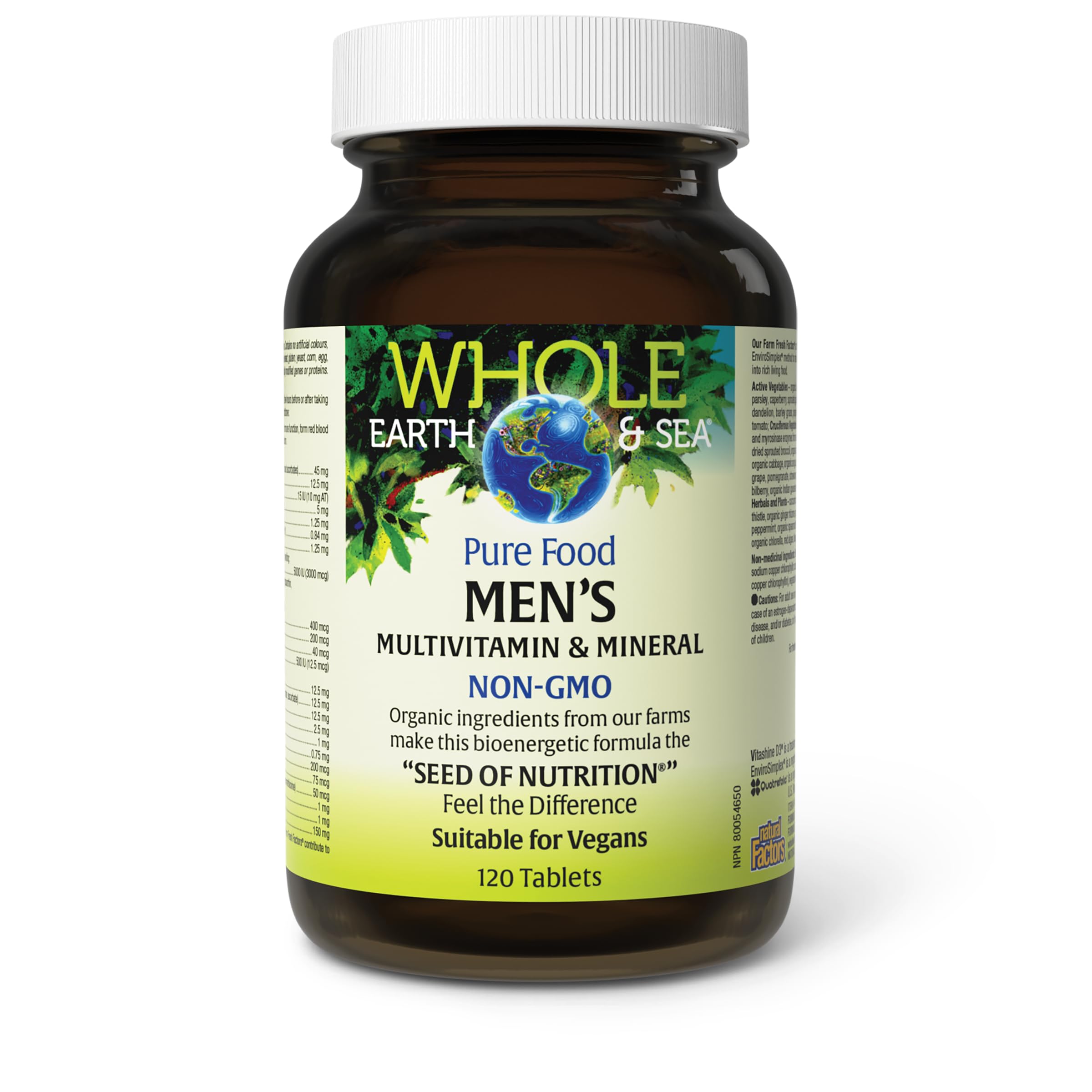 Natural Factors Whole Earth and Sea plant-based nutrients from algae amla natto