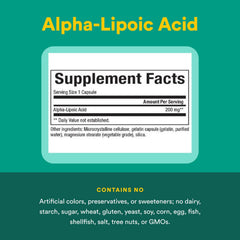 Natural Factors Alpha-Lipoic Acid 200 mg bottle open with capsules ready for daily use.