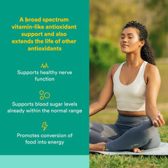 Natural Factors Alpha-Lipoic Acid 200 mg capsules close-up for daily antioxidant support.