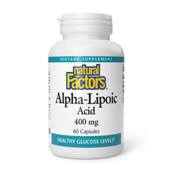 Natural Factors Alpha-Lipoic Acid 400 mg bottle showing product packaging and label.