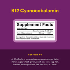 Natural Factors B12 bottle and packaging highlighting organic farming and non-GMO assurances.