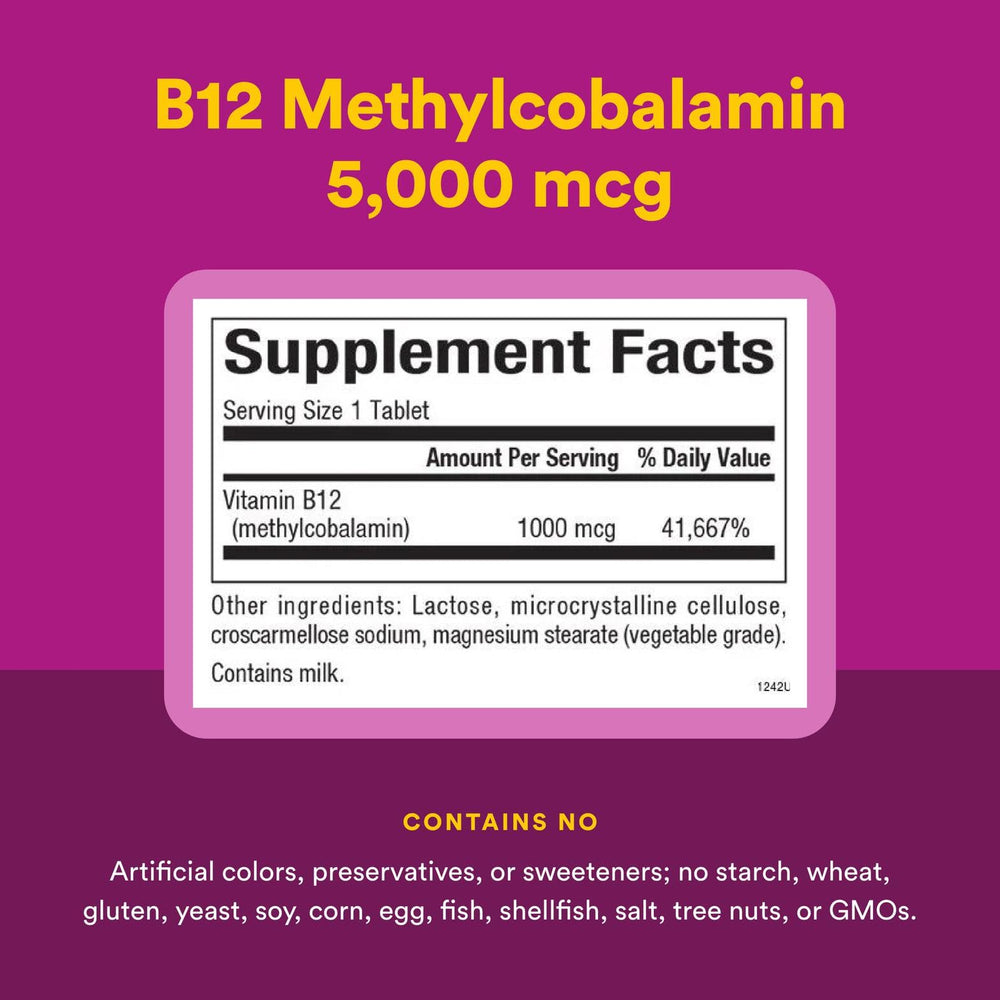 Natural Factors B12 methylcobalamin 1000 mcg non-GMO gluten-free formula.