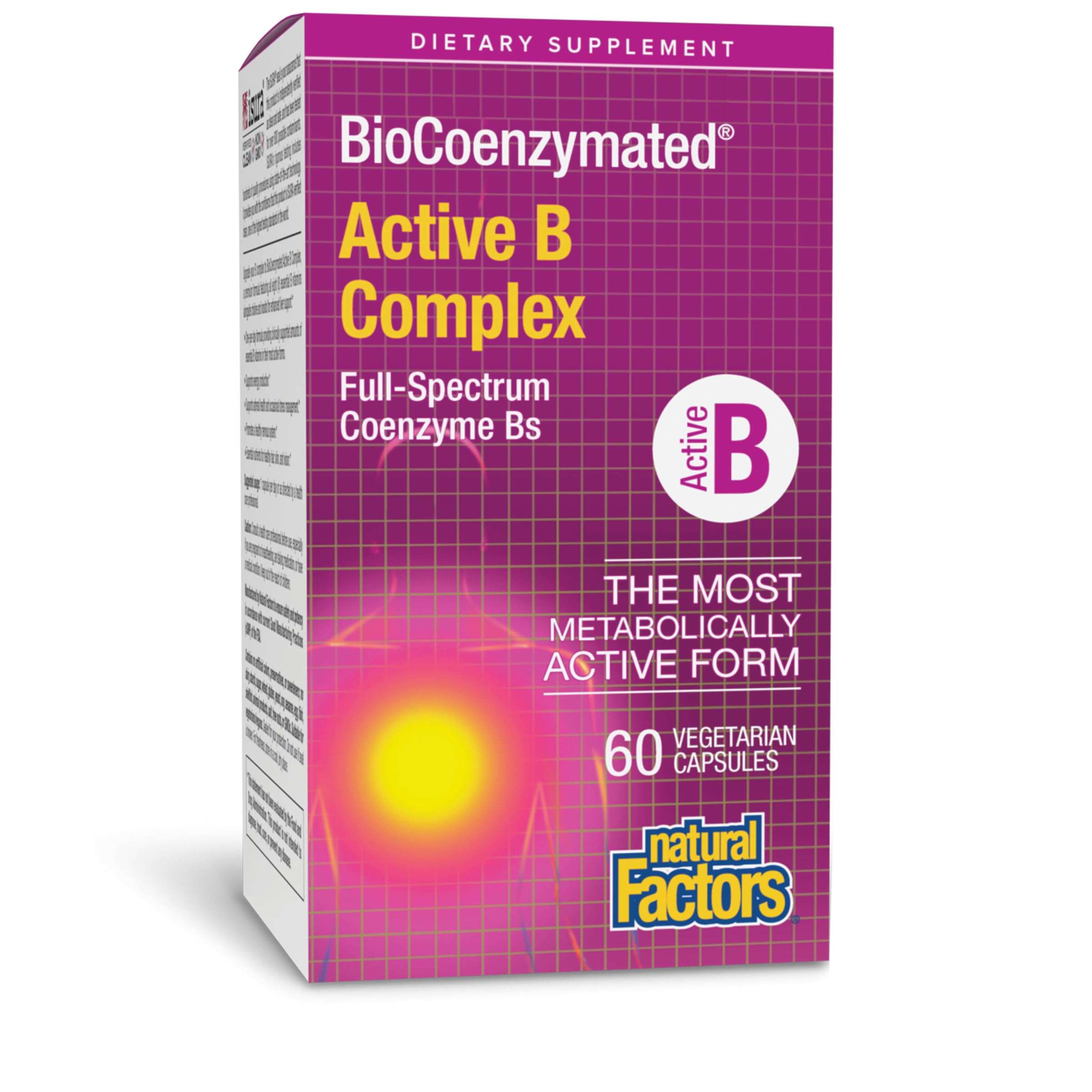 Natural Factors BioCoenzymated Active B Complex bottle showing energy metabolism support