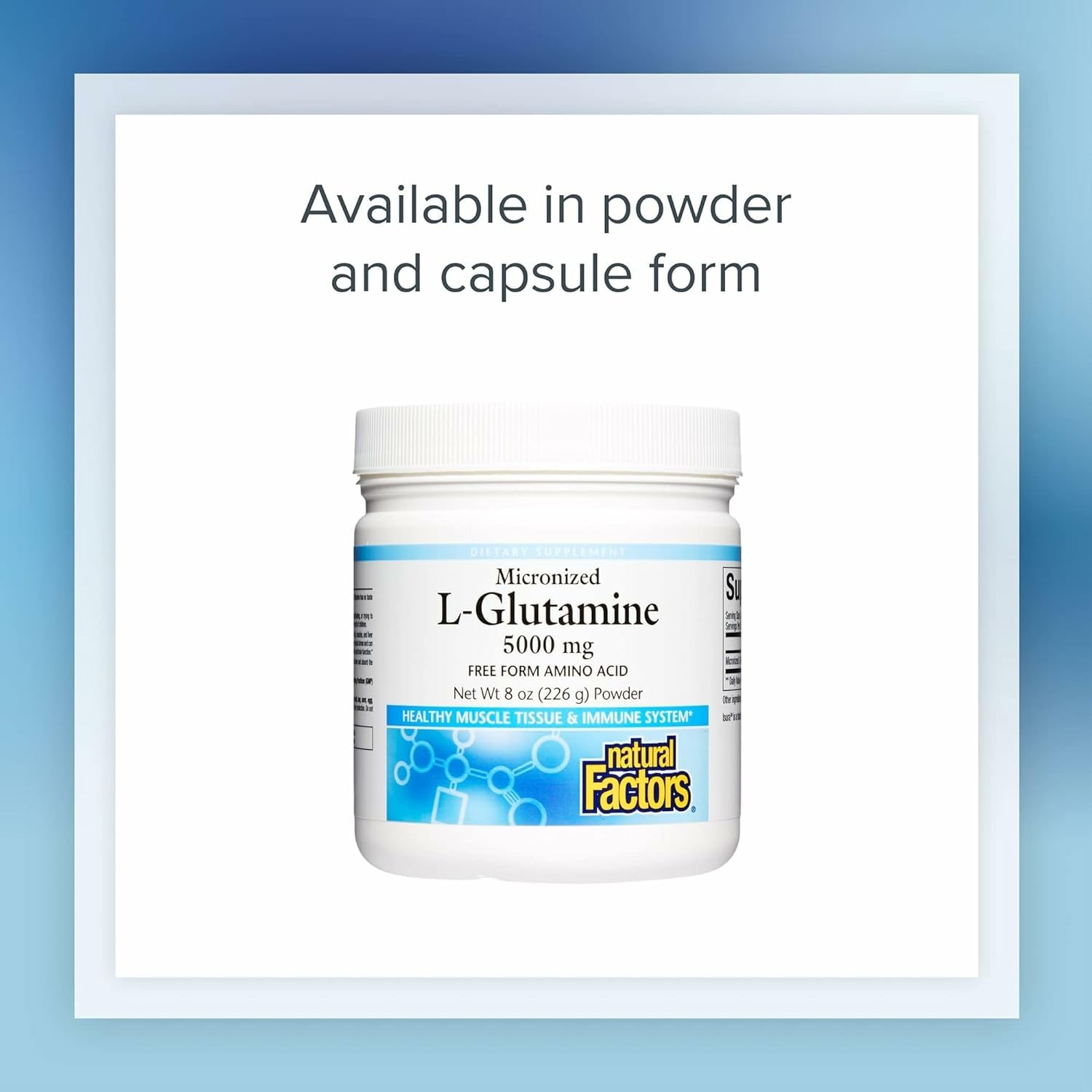 Natural Factors glutamine supporting brain and gut wellness as part of daily routine