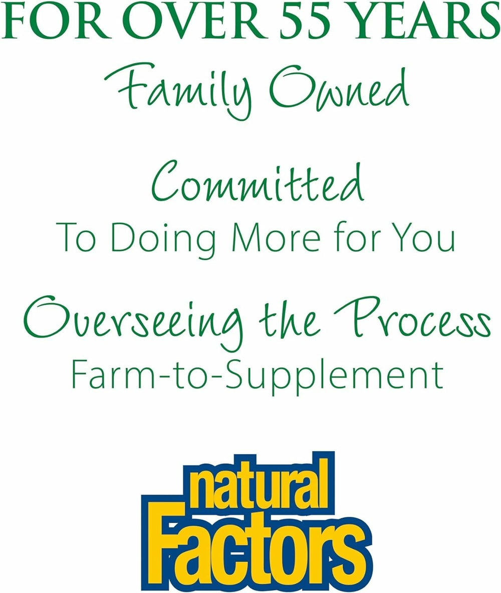 Natural Factors brand badge reflecting sustainable manufacturing