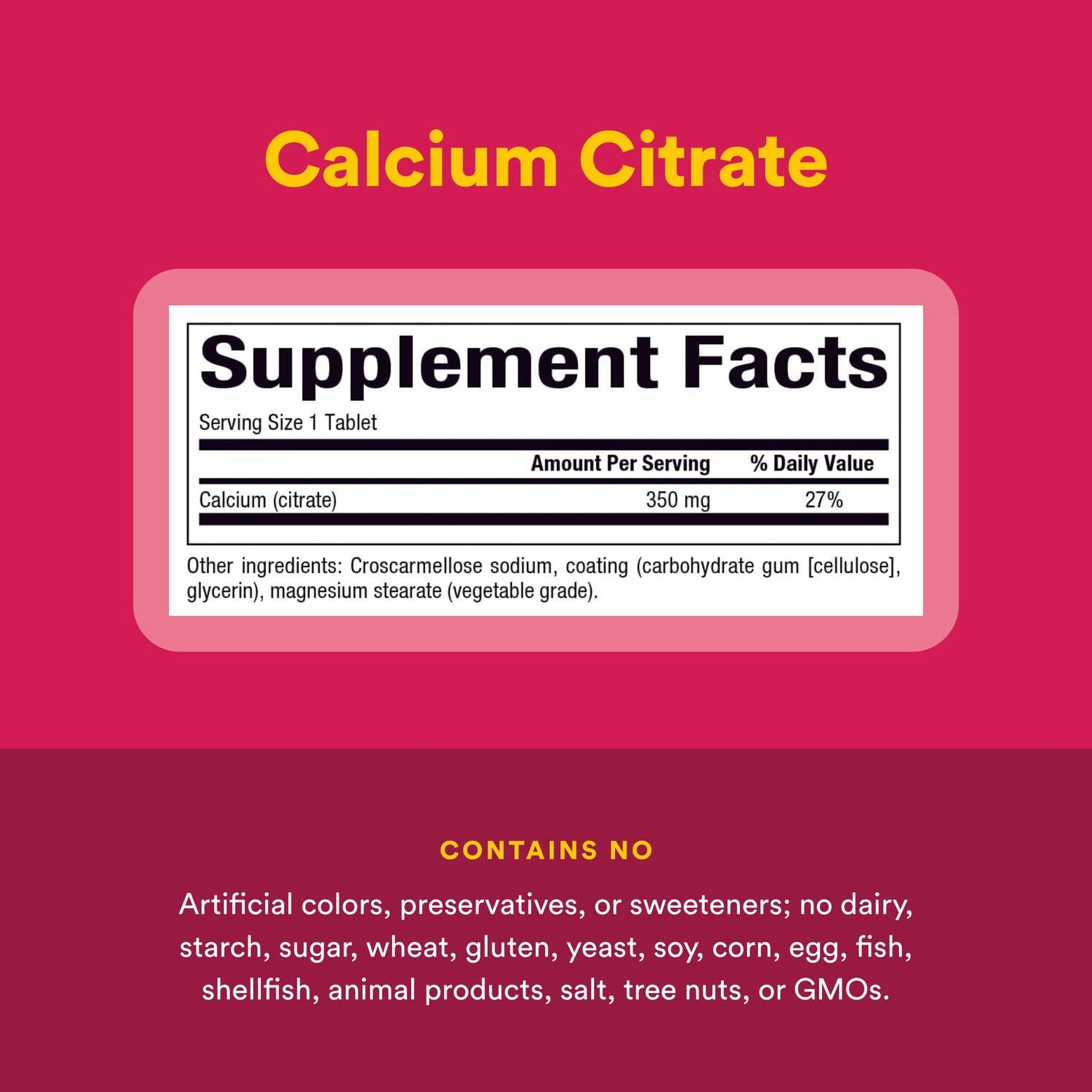 Natural Factors calcium citrate label detail exposes ingredients and certifications.