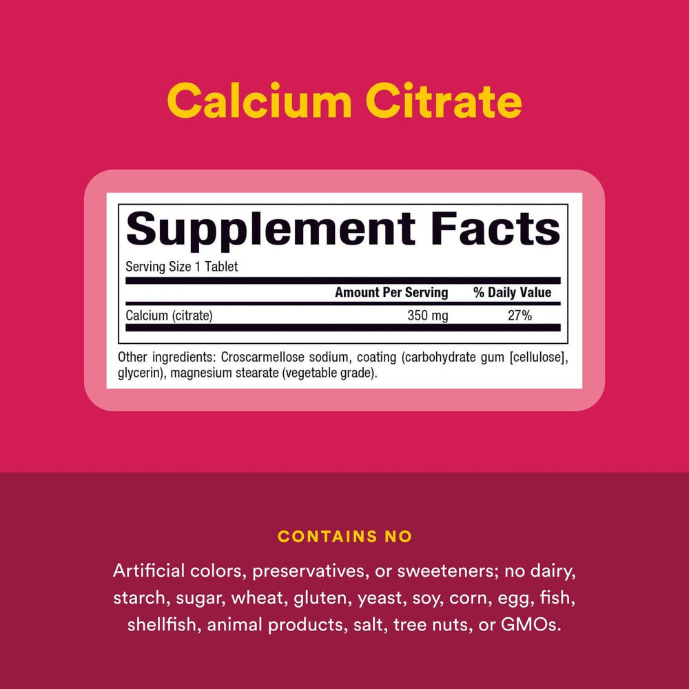 Natural Factors calcium citrate label detail exposes ingredients and certifications.
