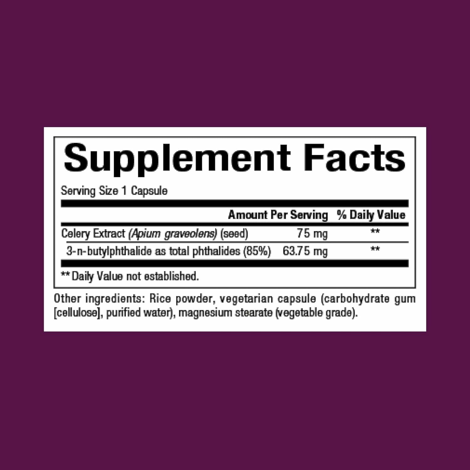 Natural Factors Celery Seed capsules in a bottle highlighting vegan formula.