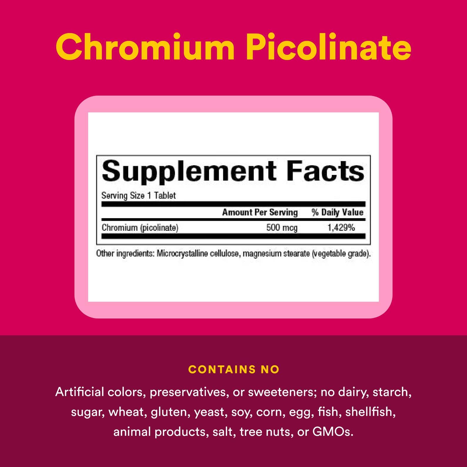 Natural Factors chromium picolinate label shows ingredients and quality assurances for trust.