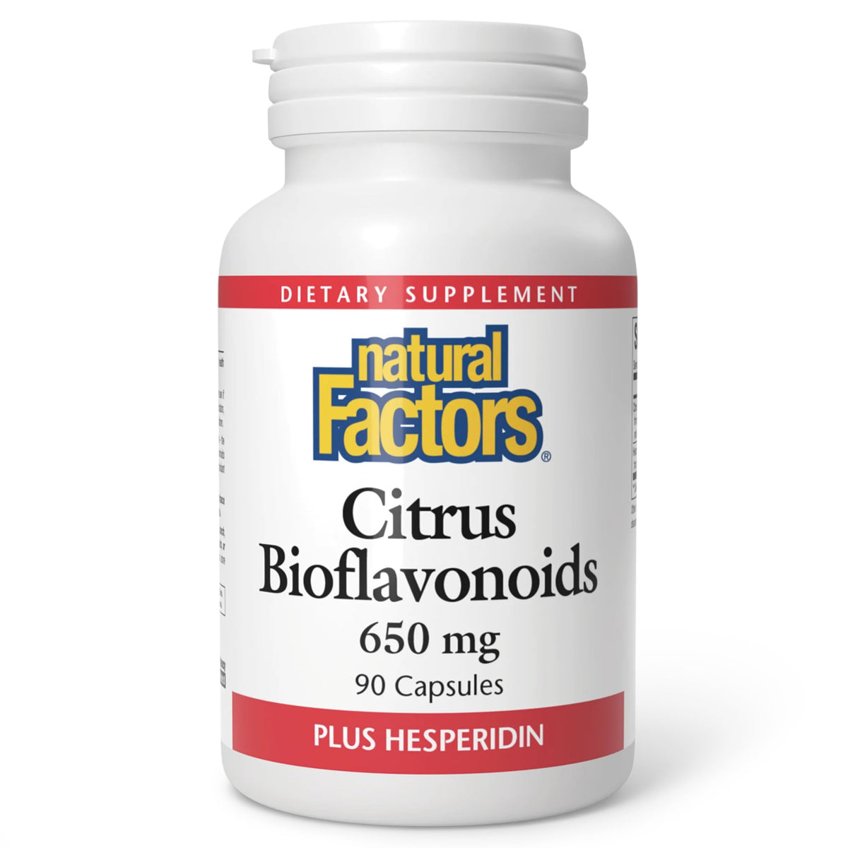 Natural Factors Citrus Bioflavonoids 650mg bottle supporting vitamin C use.