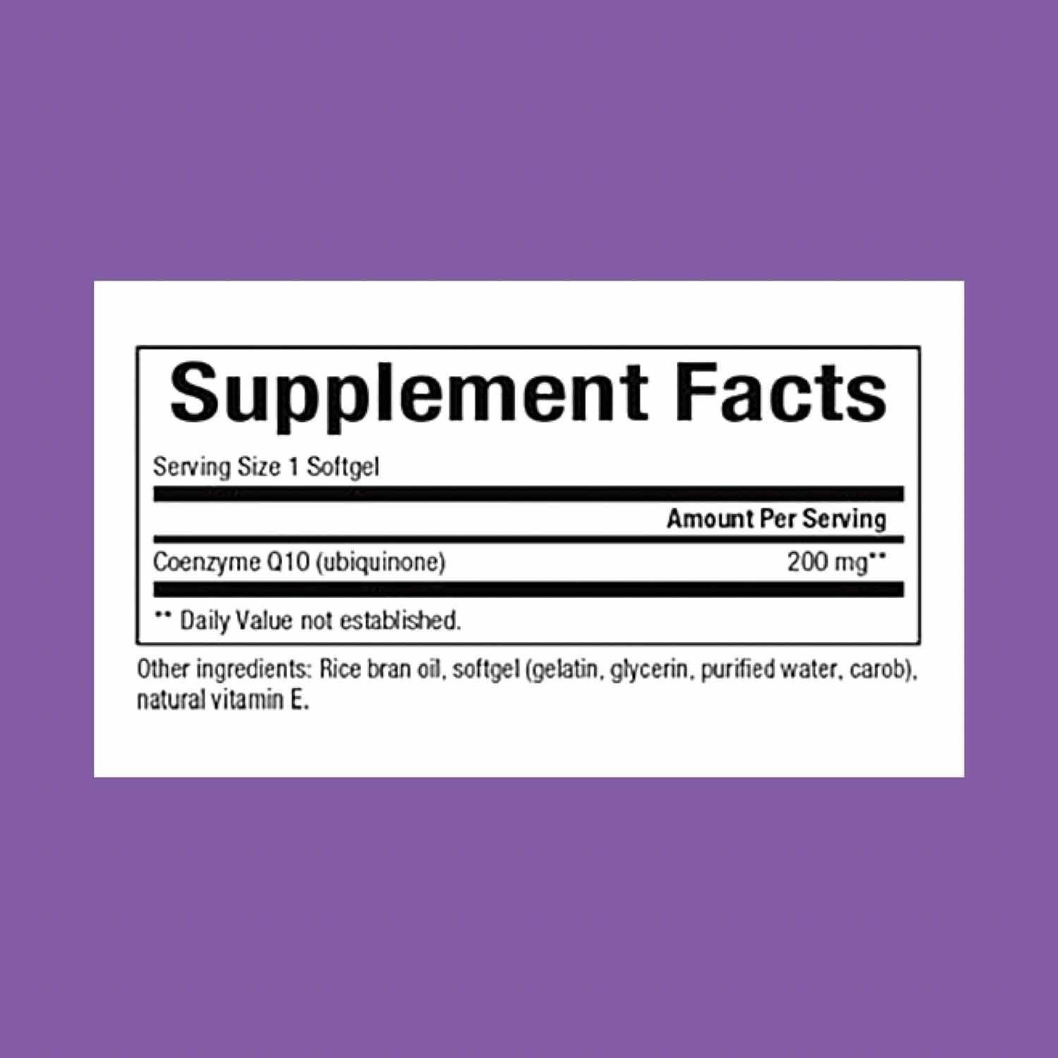Natural Factors CoQ10 label closeup highlights high absorption ubiquinone.