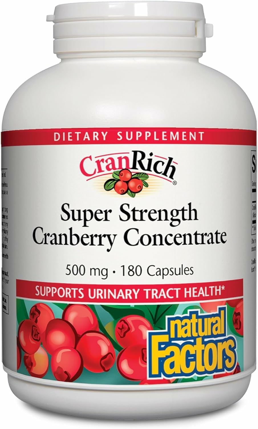 Natural Factors CranRich bottle front view highlighting antioxidant cranberry concentrate.