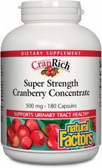 Natural Factors CranRich bottle front view highlighting antioxidant cranberry concentrate.