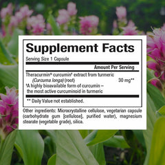 Close-up of Theracurmin capsules highlighting double-strength absorption potential