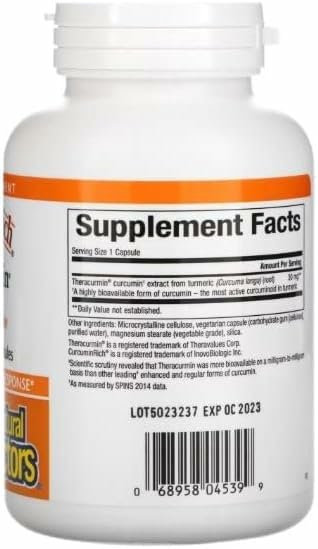 Natural Factors CurcuminRich Theracurmin packaging display communicates quality.