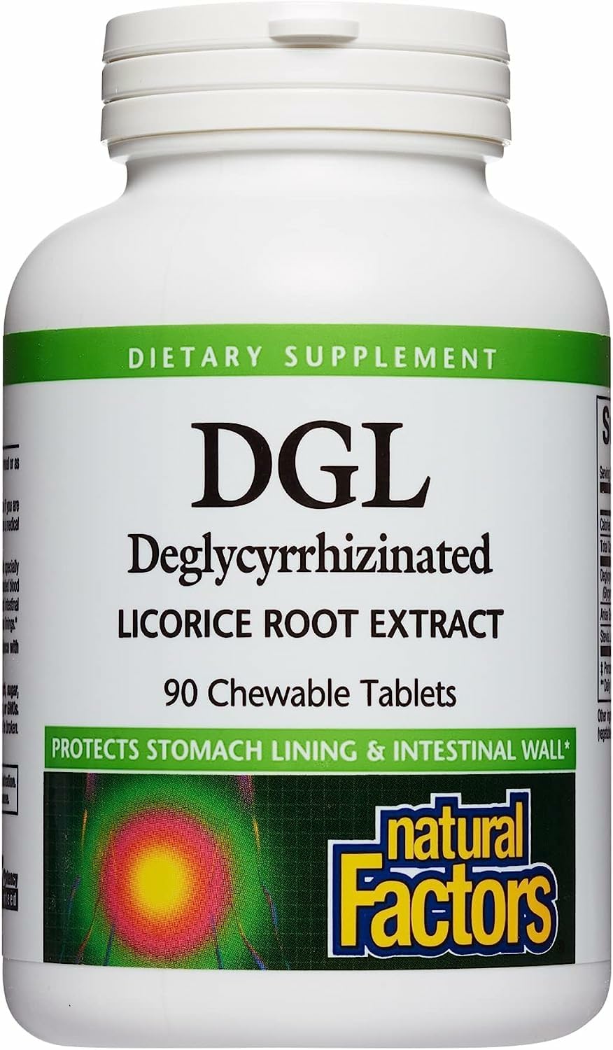 Natural Factors DGL Chewable packaging highlights convenient digestive support.