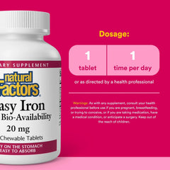 Natural Factors Easy Iron tropical flavor chewable emphasizes approachable daily supplementation.